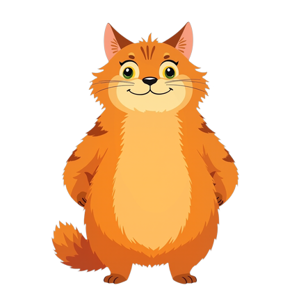 Clementine, a big, burly orange Maine Coon standing with her paws at her hips